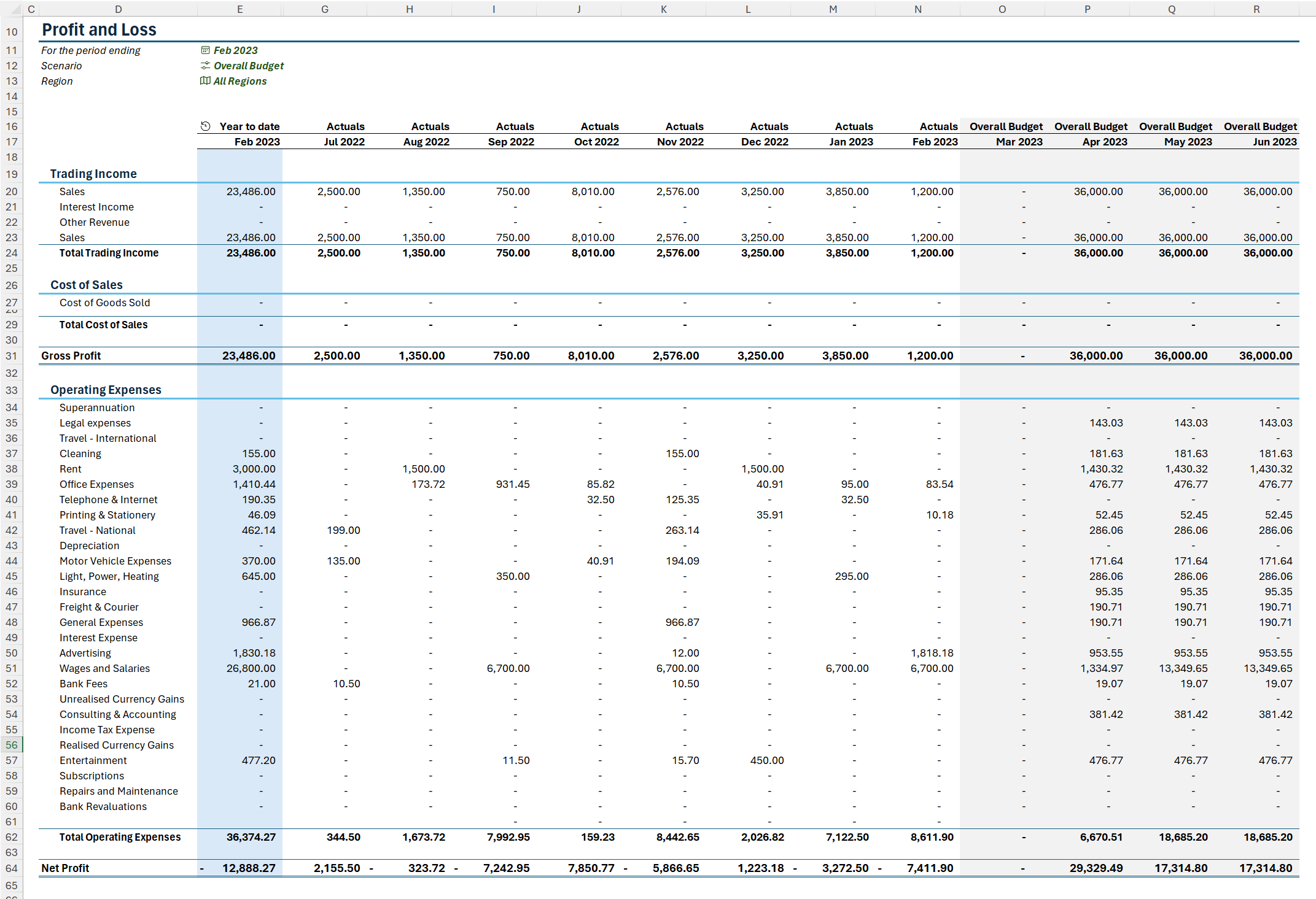 xpna screenshot: xpna Excel reports