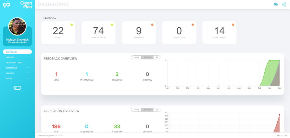 CleanPlan screenshot: CleanPlan dashboard