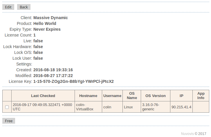 Nuvovis Software - View details on each portal license