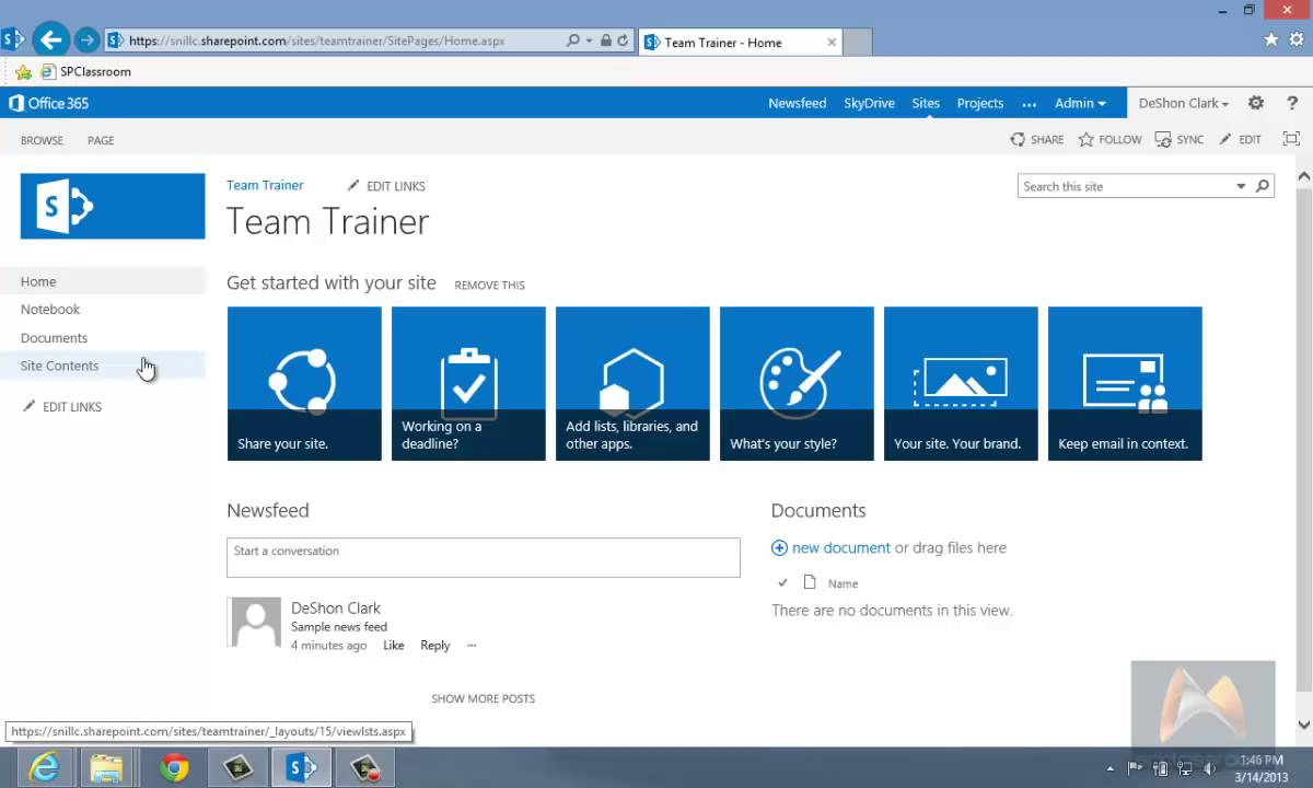 Microsoft SharePoint Software - Team trainers can access their newsfeed and documents easily