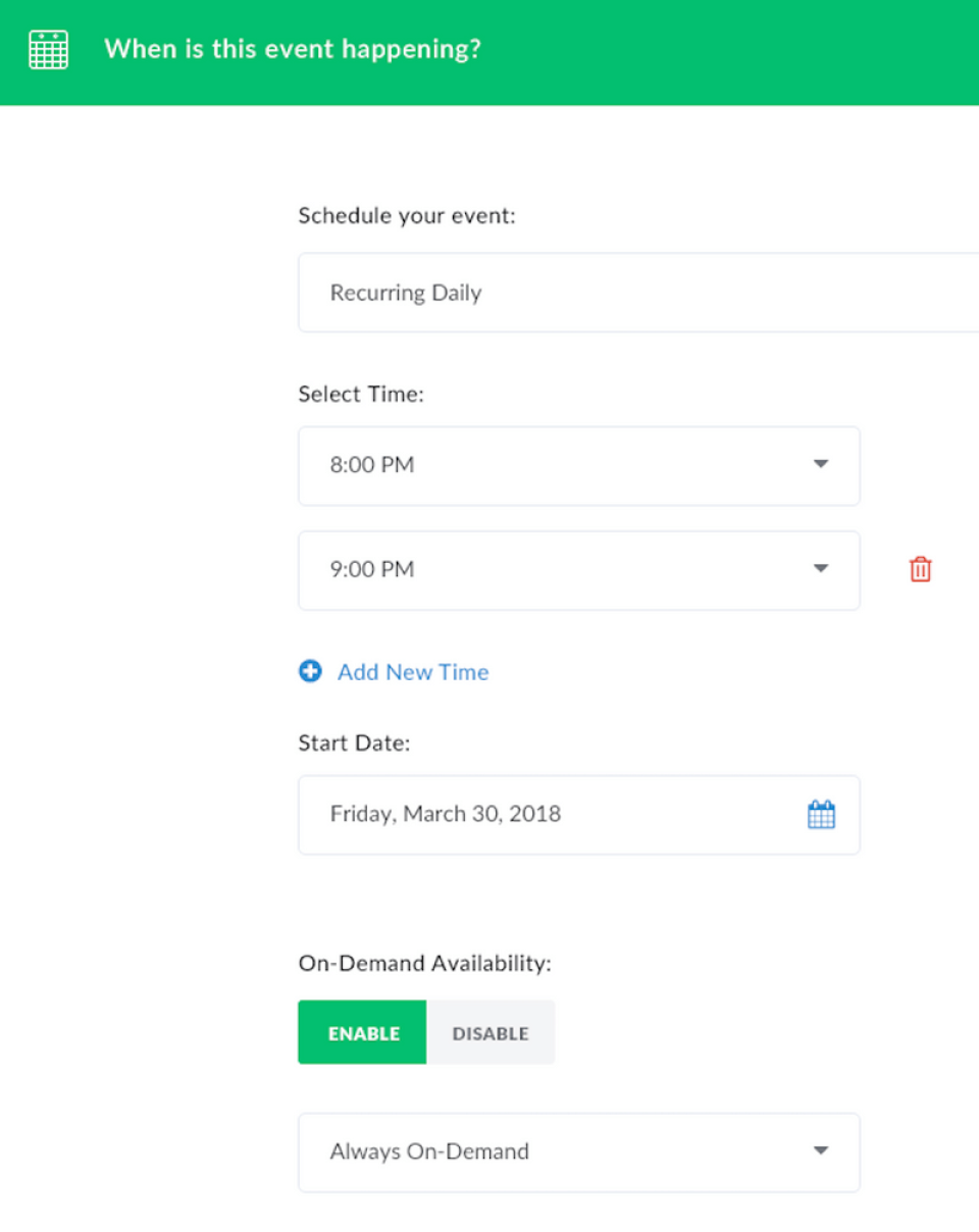 Demio event scheduling
