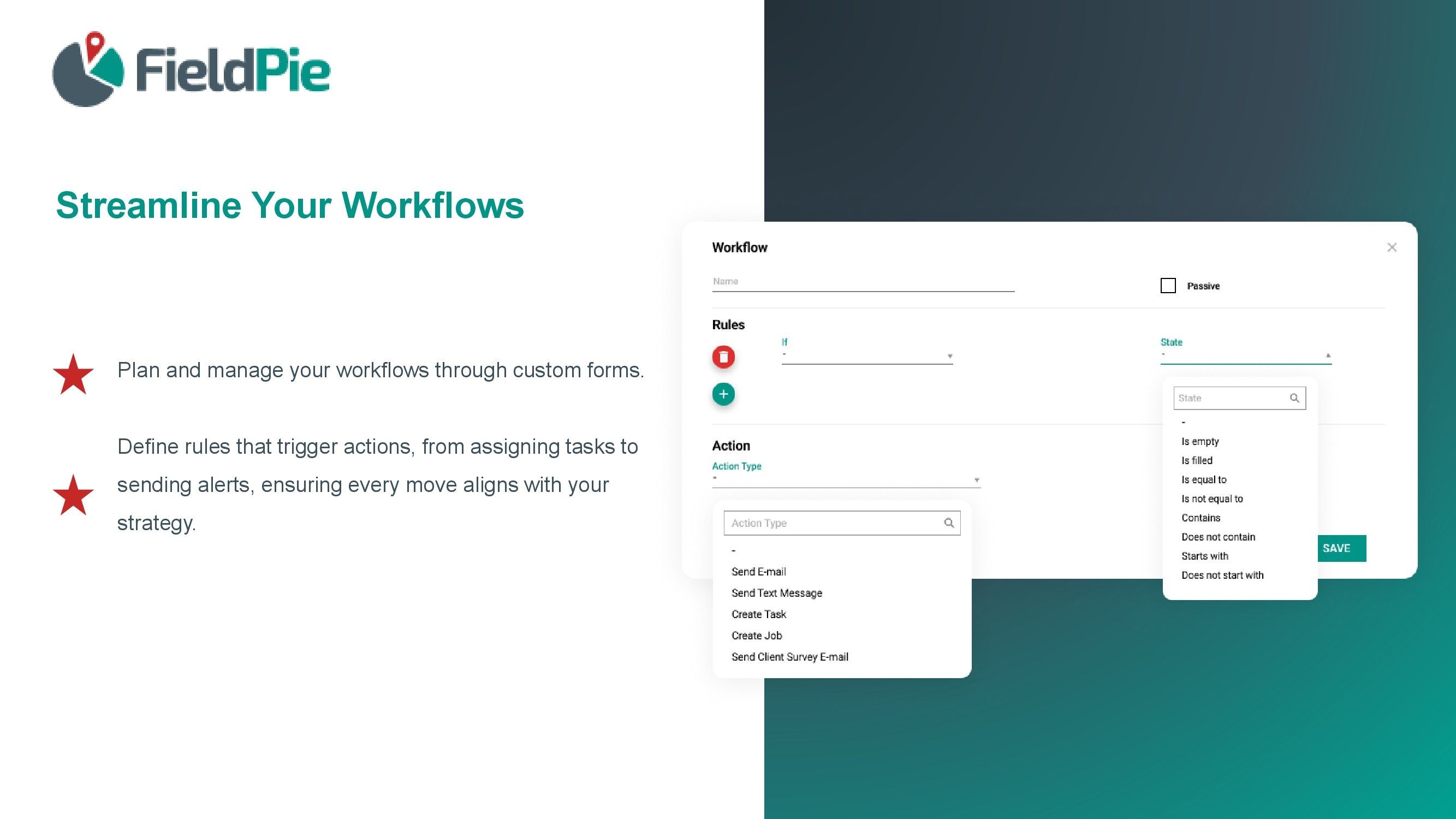 FieldPie Software - FieldPie workflows