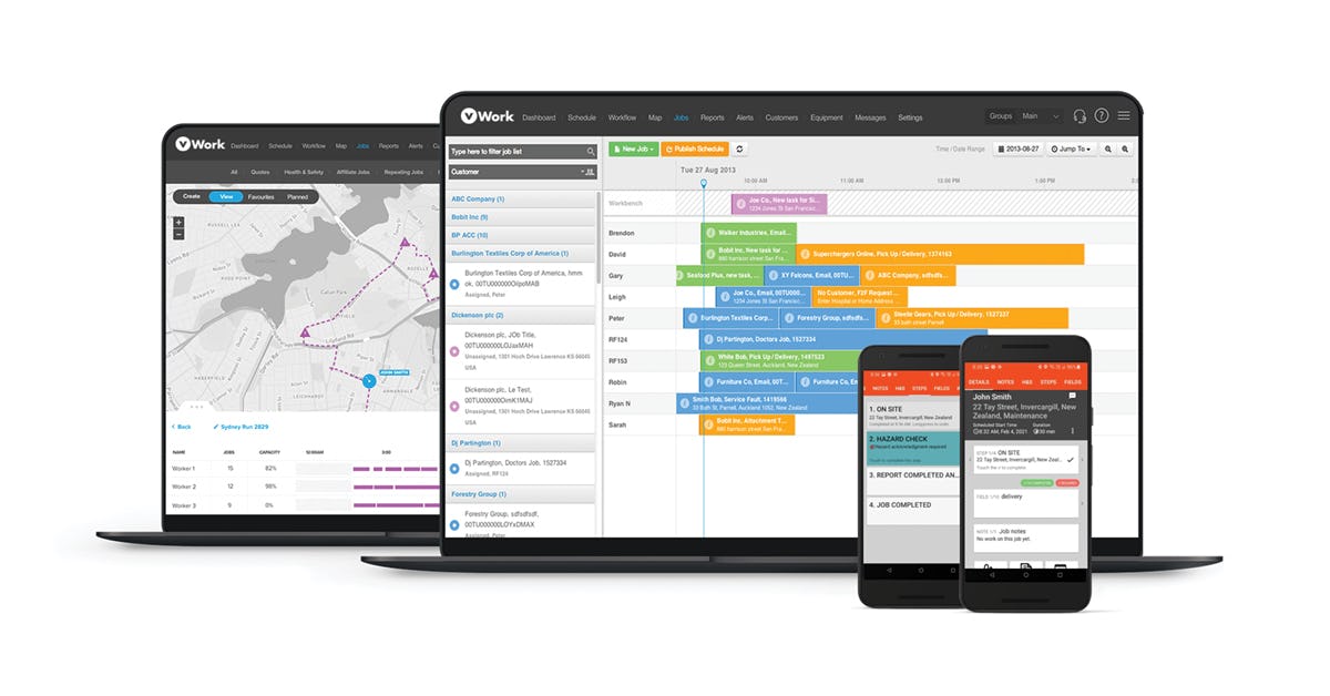 vWork scheduling portal and mobile app