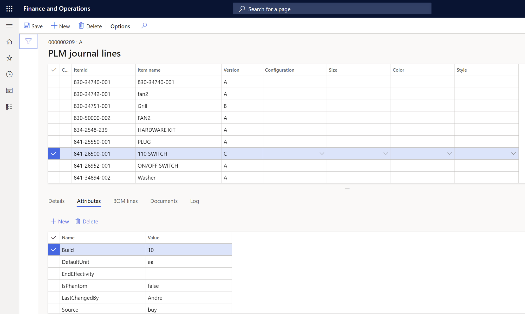 To-Increase PLM Integration screenshot: PLM Journal Lines