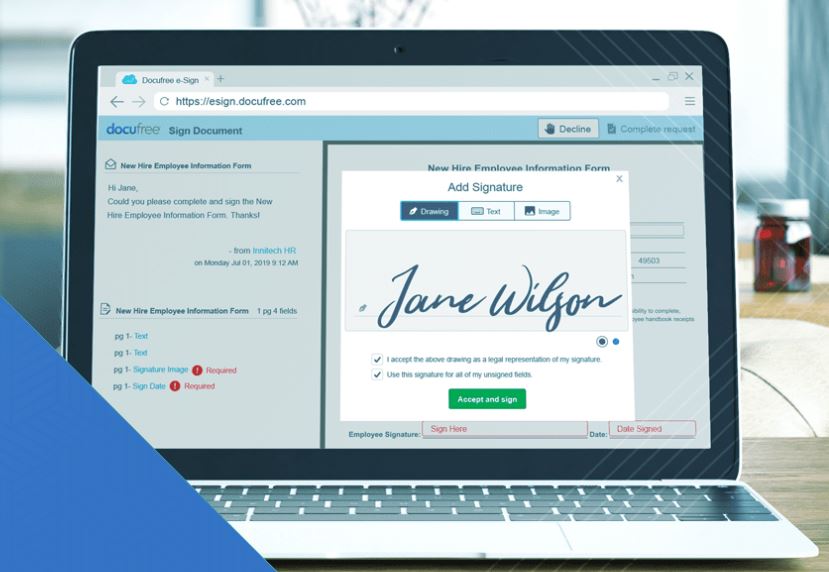 Docufree eSign screenshot: Signature