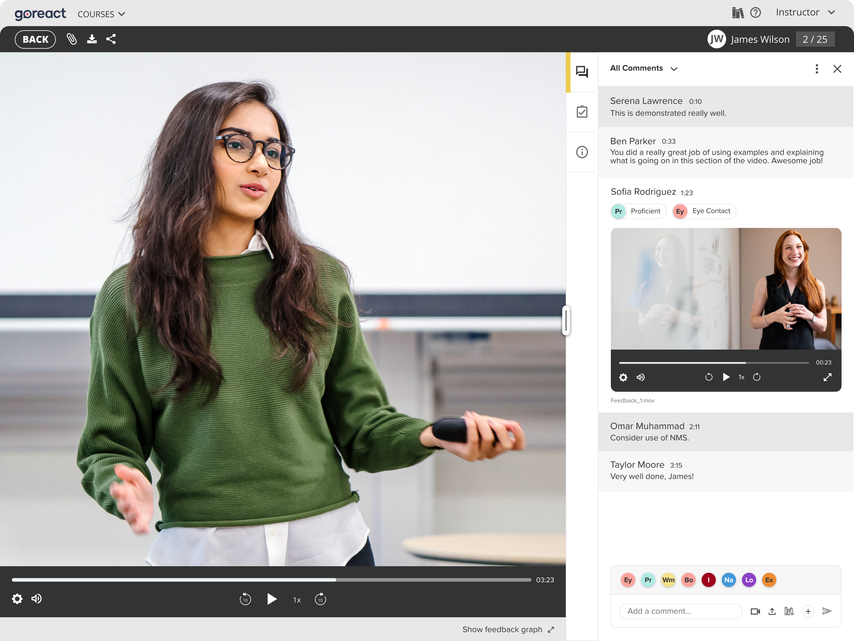 GoReact screenshot: GoReact helps you prepare more self-aware, confident communicators for college, career, and life. 
