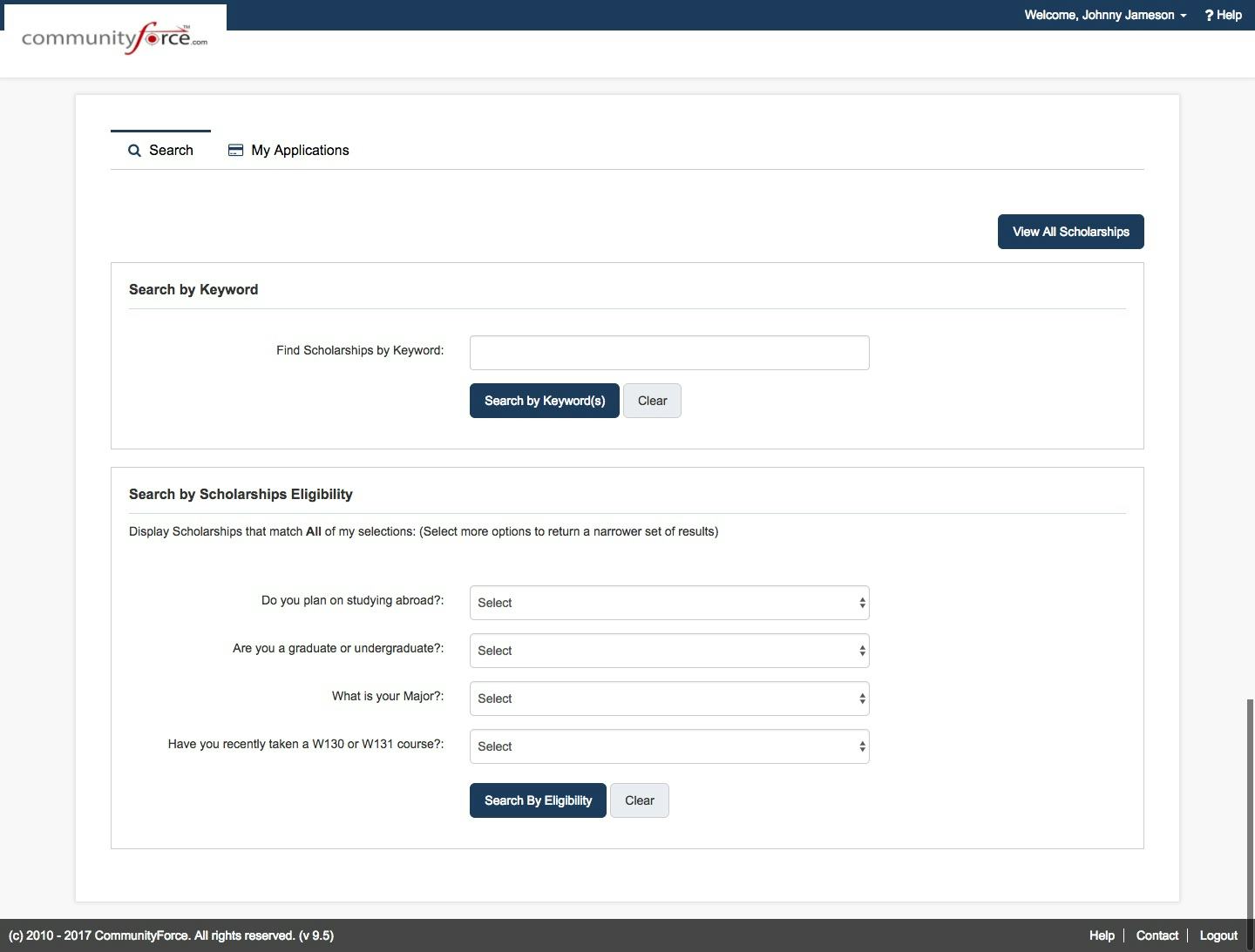 Scholars United Software - Search page