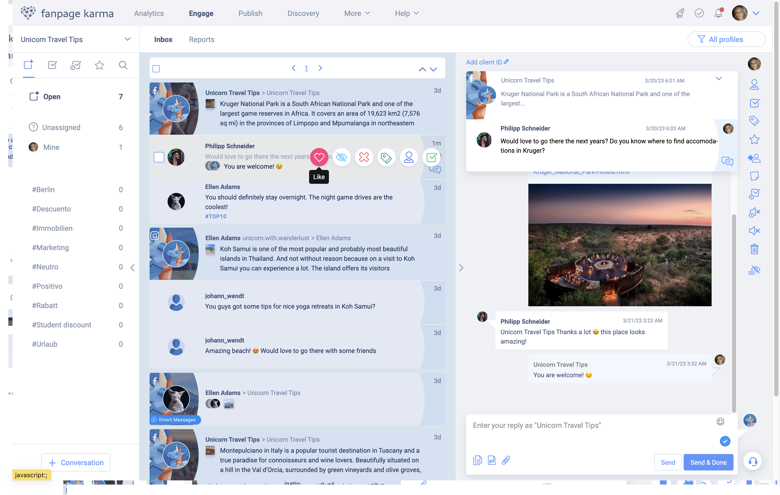 Fanpage Karma Software - Community Management - Engage Inbox