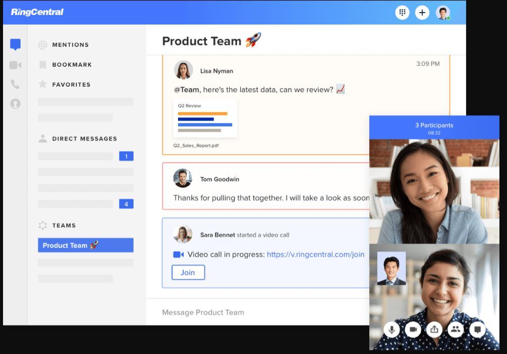 RingCentral Video Software - RingCentral Video team messaging