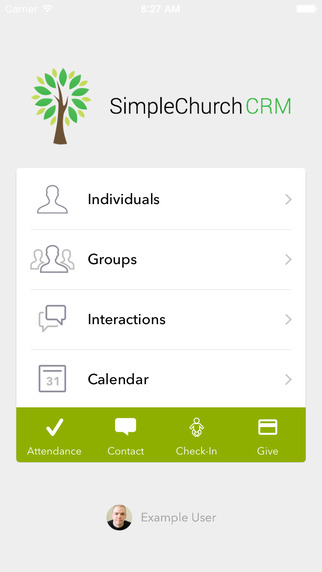 SimpleChurch CRM screenshot: SimpleChurch CRM includes a mobile app for Android and iOS
