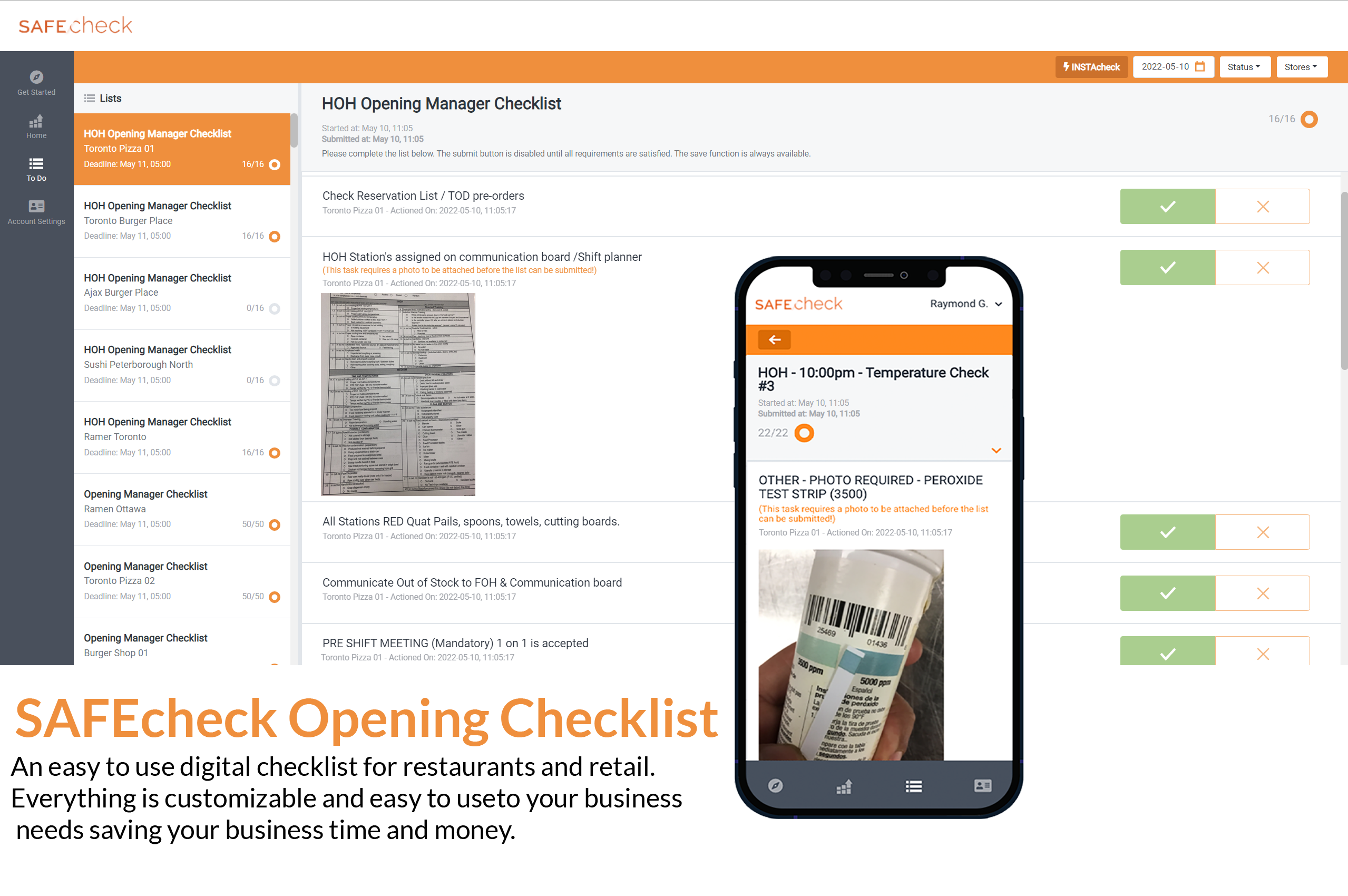 SAFEcheck Opening Checklist