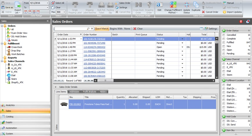 The Etail Vantage Platform (EVP) enables you to process sales orders from multiple sales channels faster and with less stress - regardless of your fulfillment method. (pick-pack-ship, drop ship, cross-dock, FBA, or 3PL)