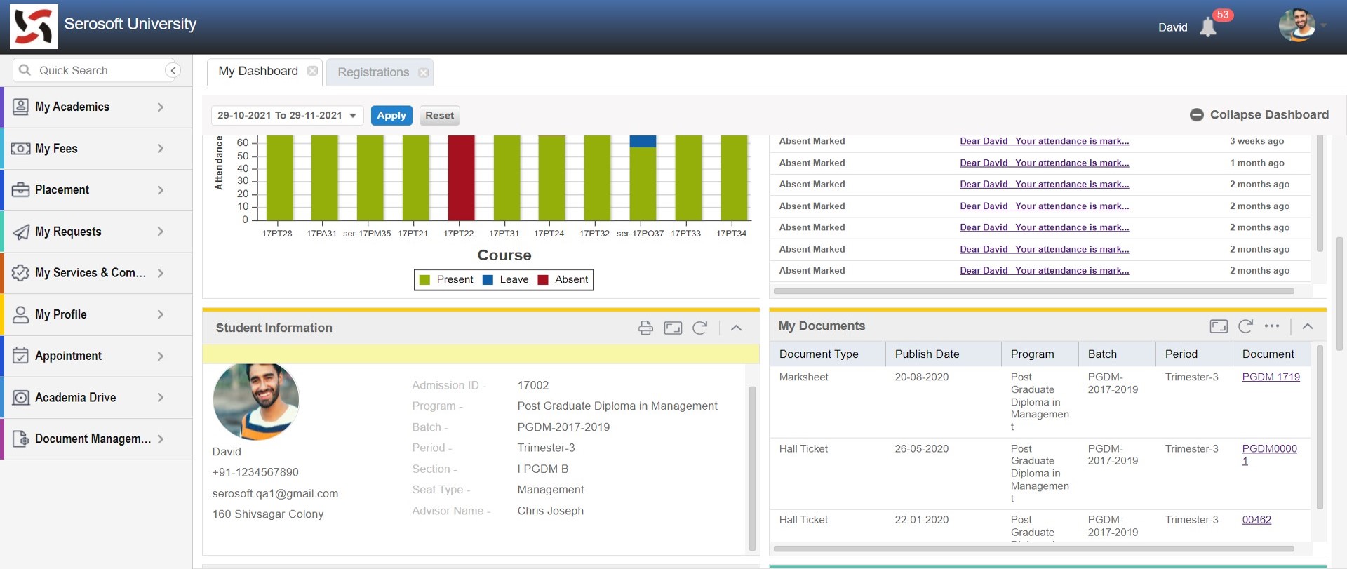 Student Application Dashboard