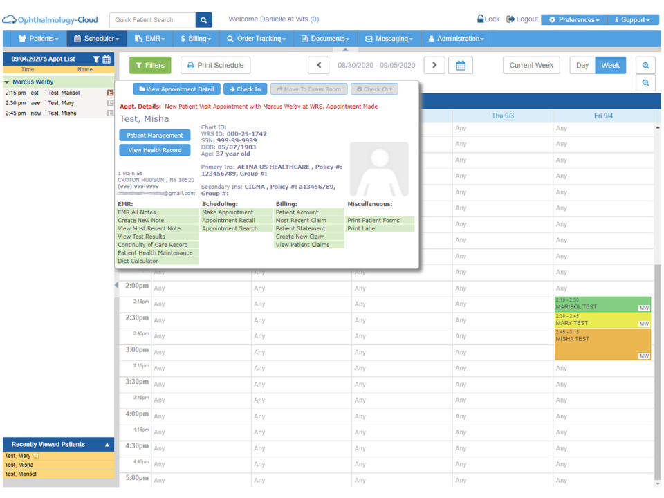 Ophthalmology-Cloud screenshot: Ophthalmology-Cloud appointment details