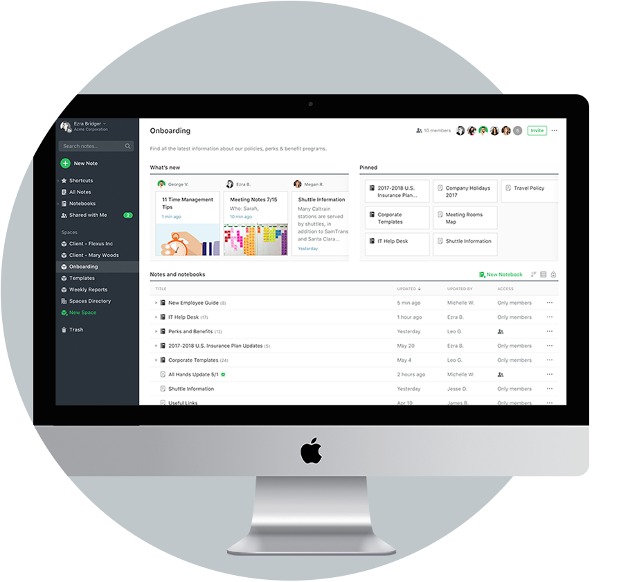 Evernote Teams Software - Shared workspaces that put important information at the user's fingertips
