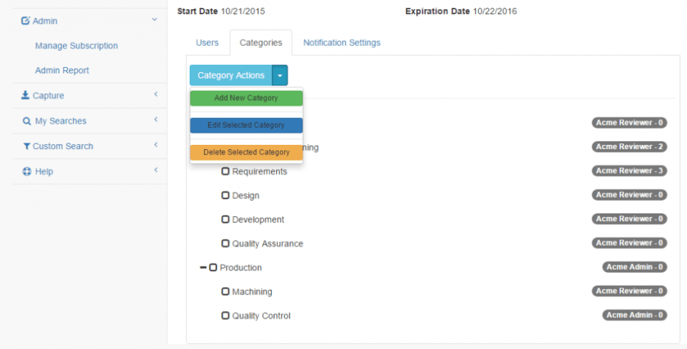 Lessons Learned Database Software - Categorize lessons