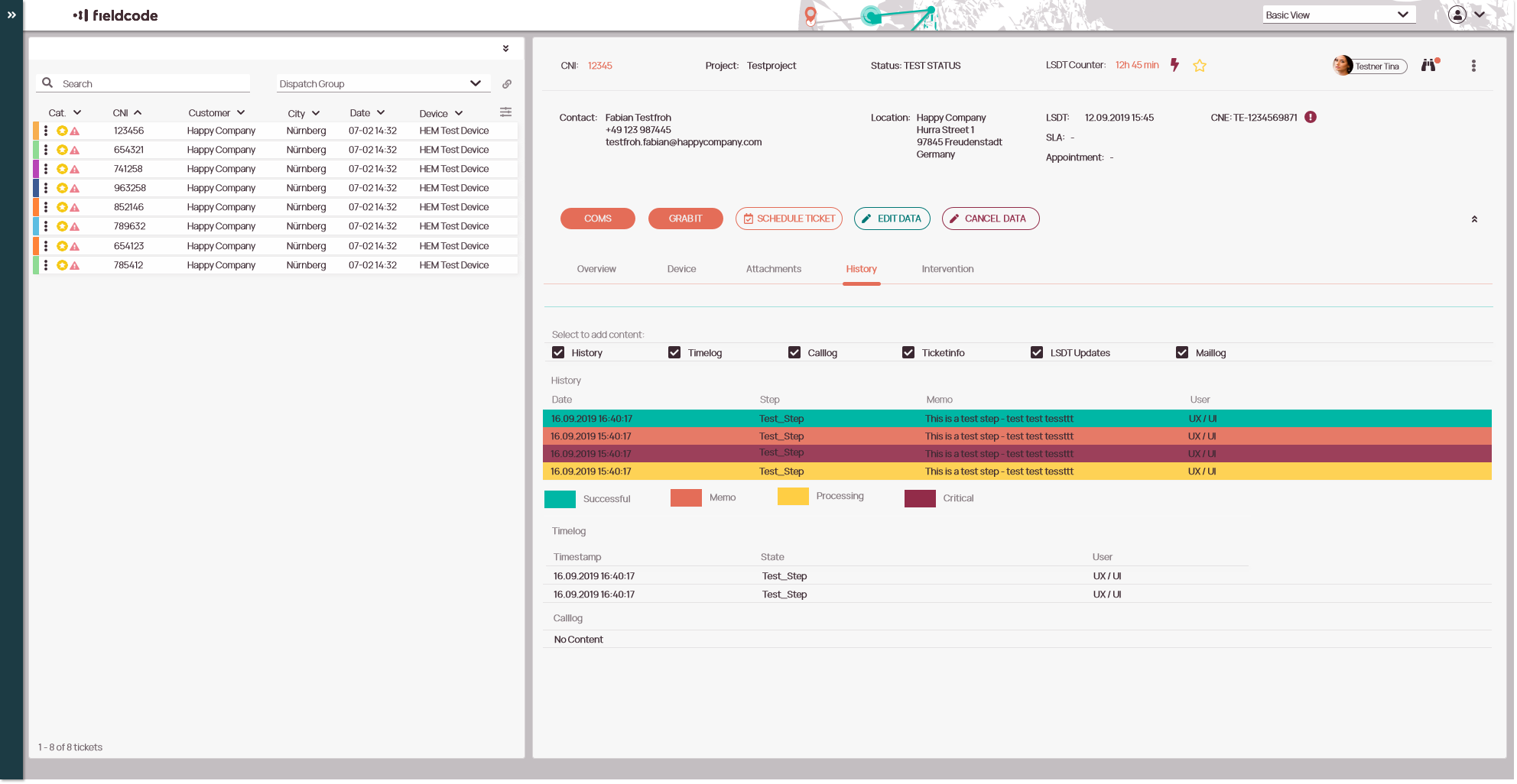 Fieldcode Software - Workplace ticket details