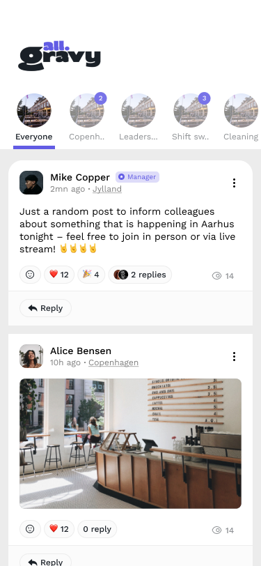 All Gravy screenshot: All Gravy team communication