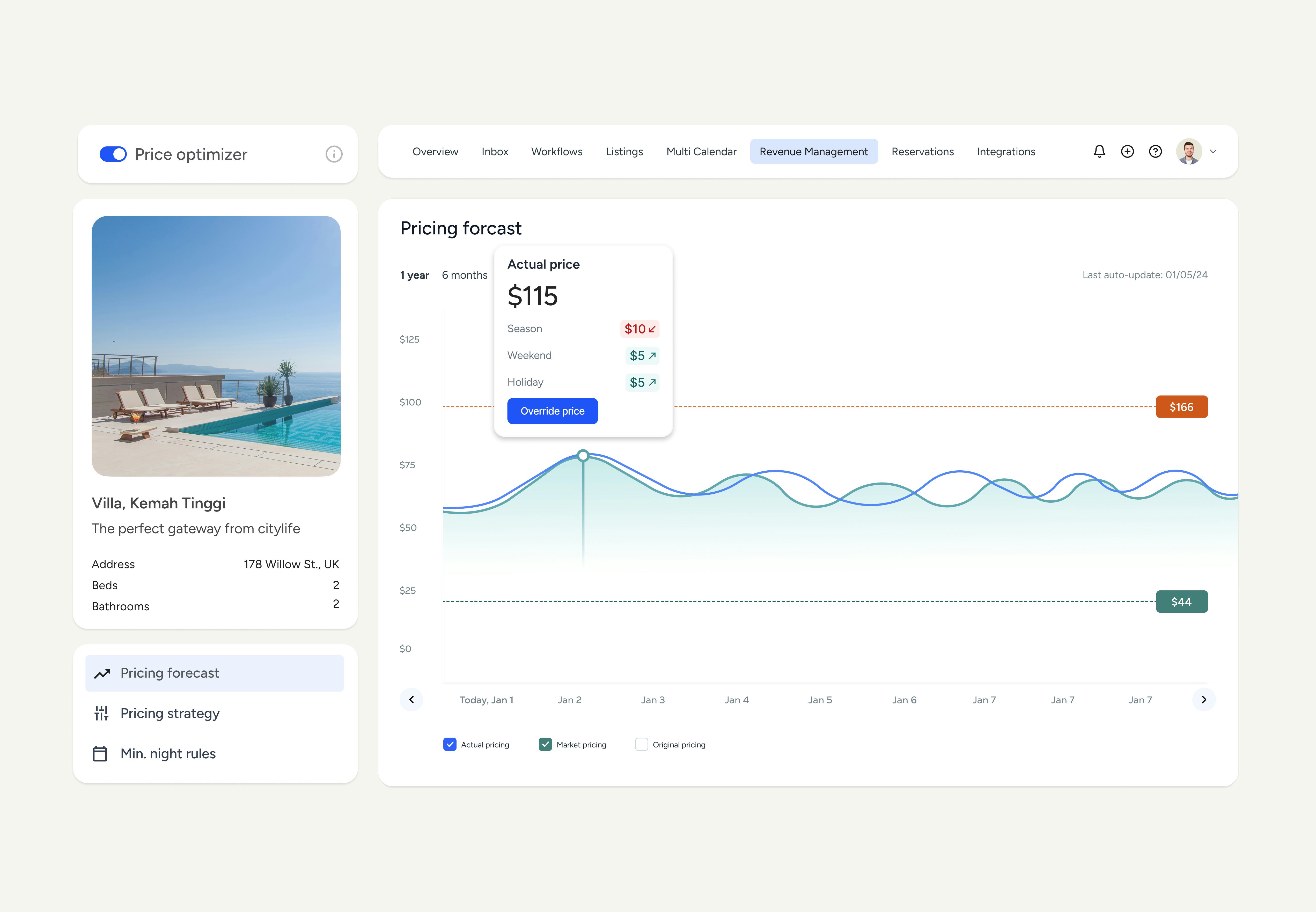 Guesty Lite Software - Maximize your revenue with dynamic pricing powered by market data, seasonality, and guest demand — all adjustable in real time.