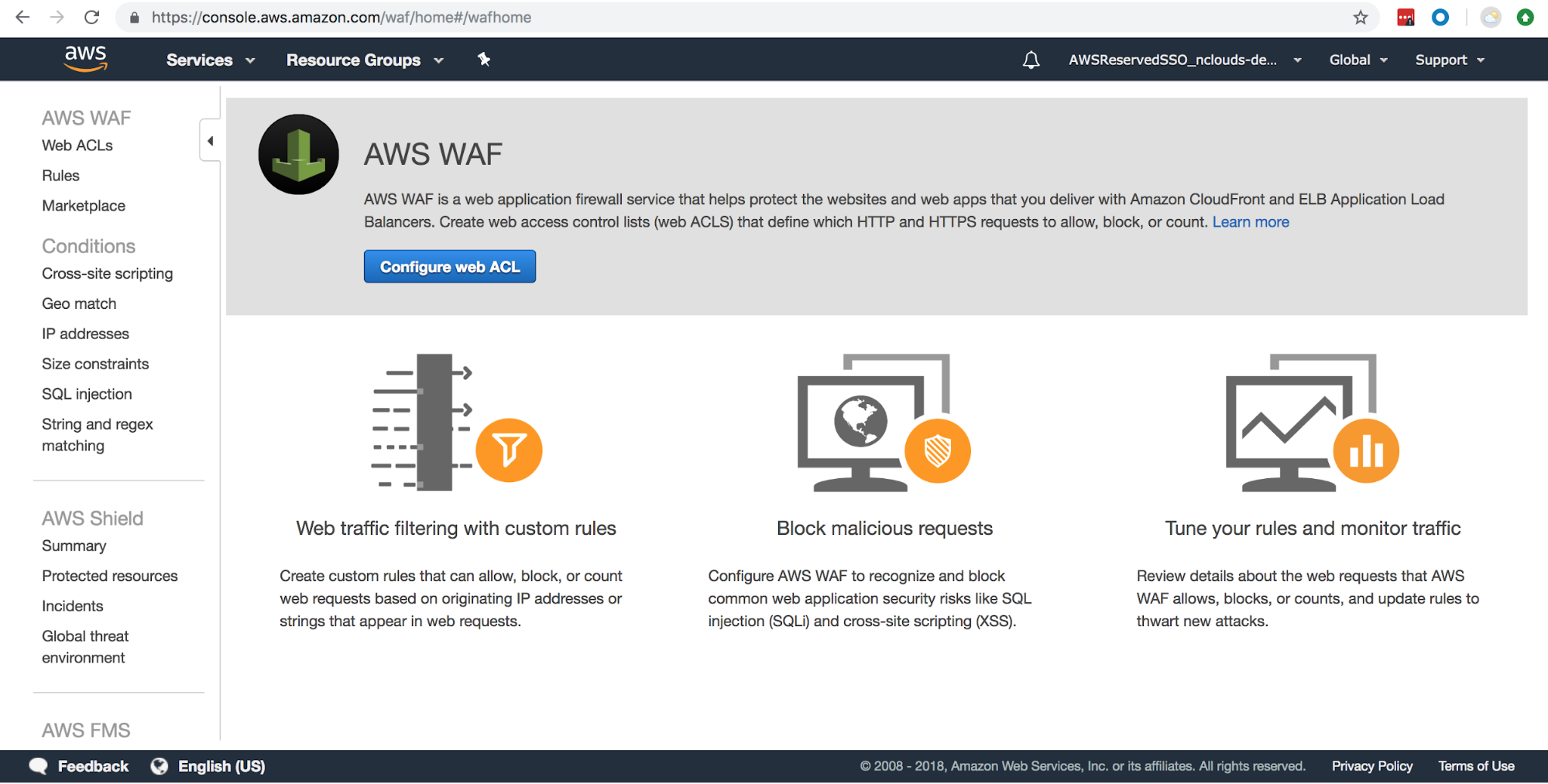AWS WAF configure web ACL

