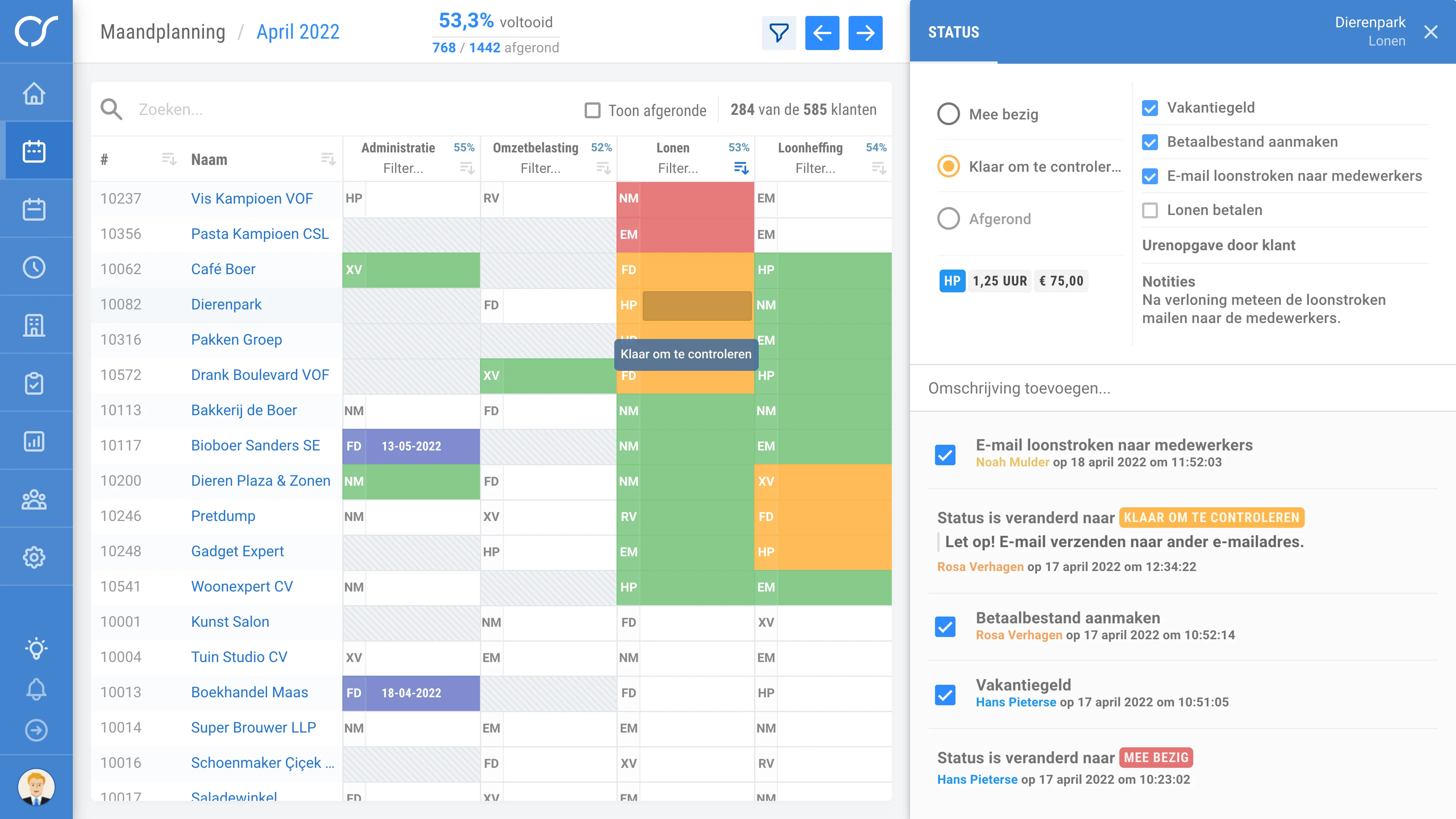 Offsoo screenshot: Maand & kwartaal planning