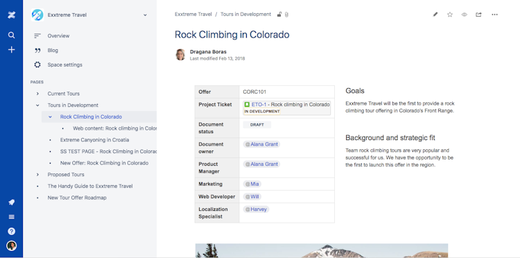 Confluence screenshot: Have a home for all your documentation and organize them in a consistent structure
