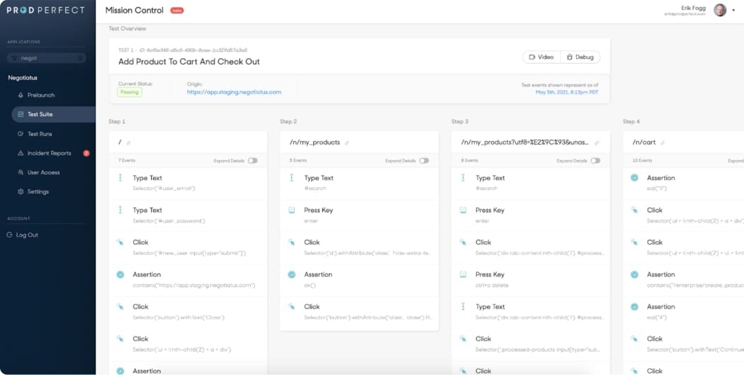 ProdPerfect Software - As you release new features and functionalities, ProdPerfect continues to update and build a long-term testing system that will support your QA efforts.