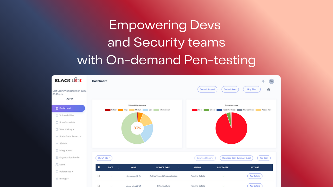 Blacklock screenshot: Blacklock dashboard