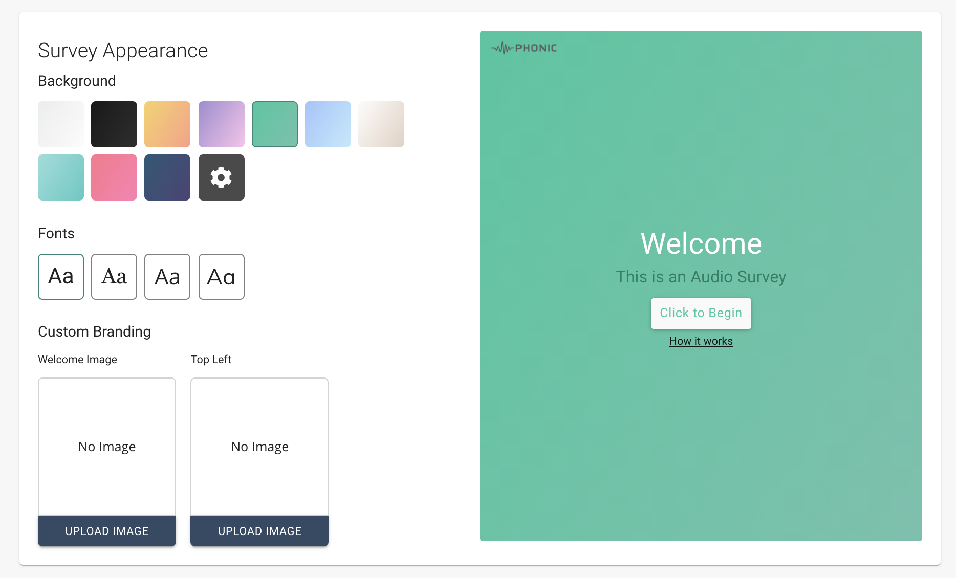 Phonic screenshot: Phonic audio survey