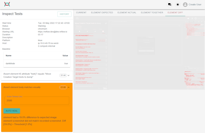 Reflow screenshot: Reflow inspecting tests