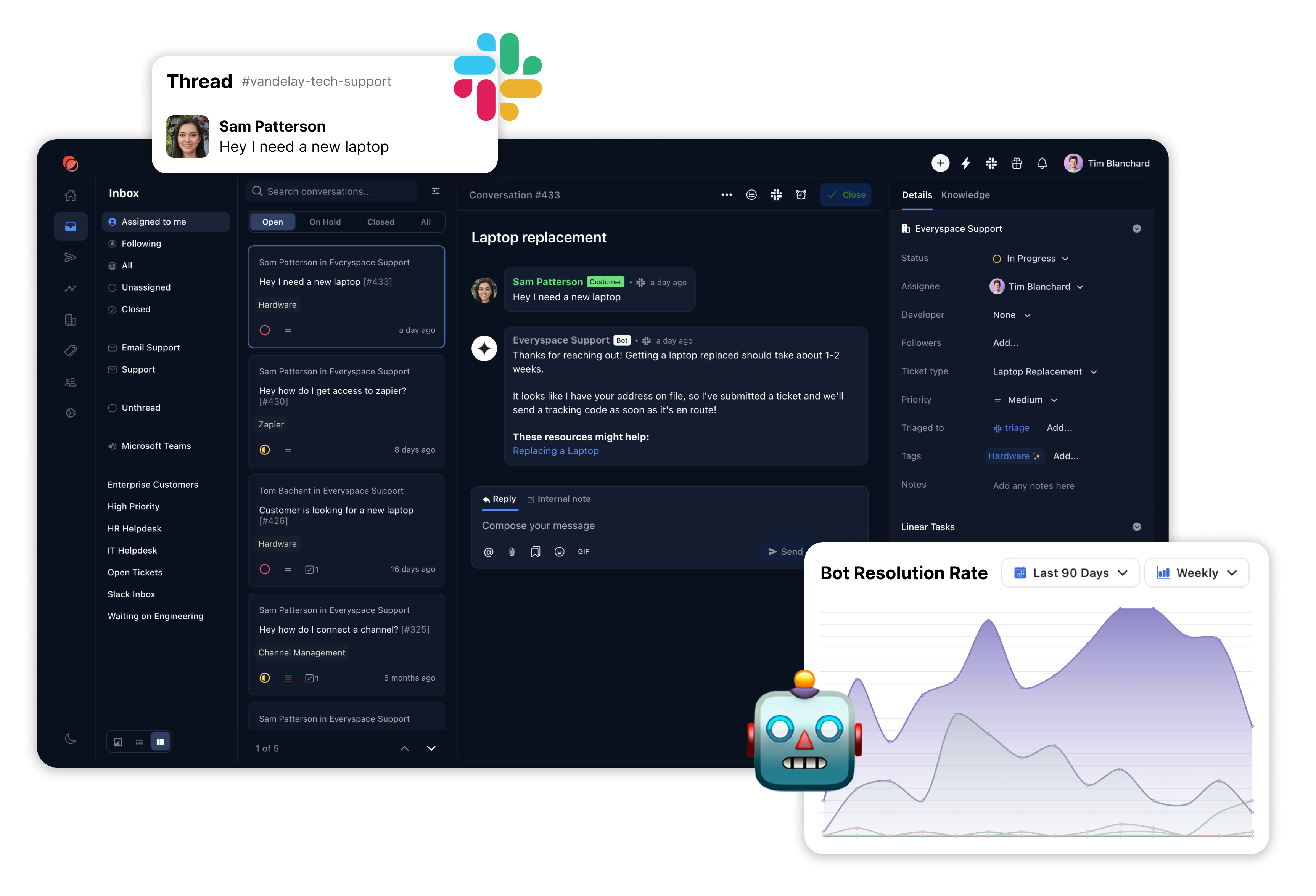 Unthread screenshot: Unthread dashboard 