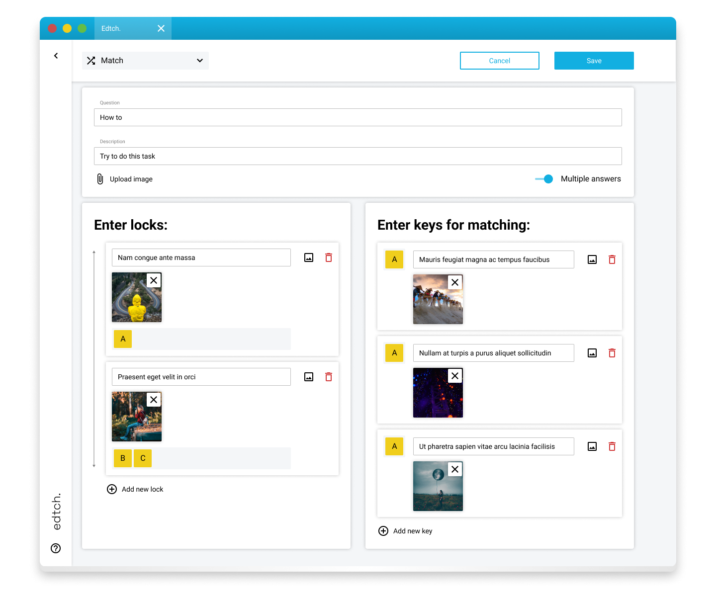 Edtch. Software - Create visually appealing courses with video, audio, images and web content added to your learning materials.