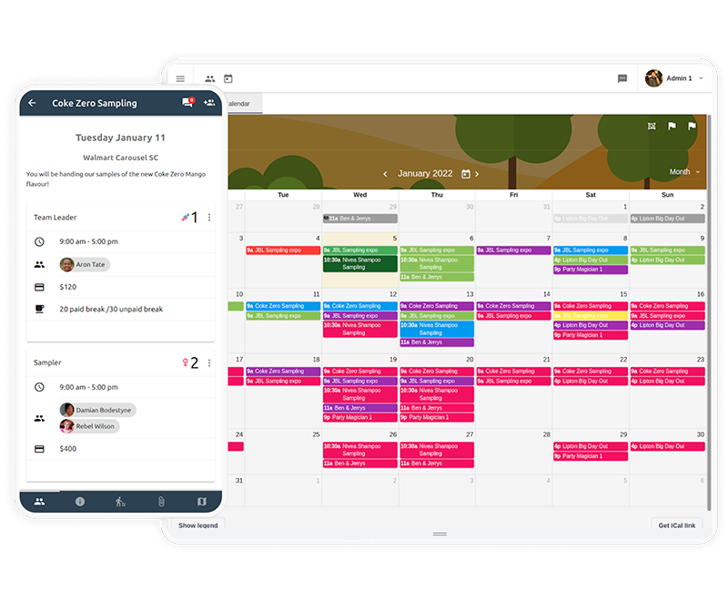 Easy Shift Scheduling in our Color-Coded Calendar 