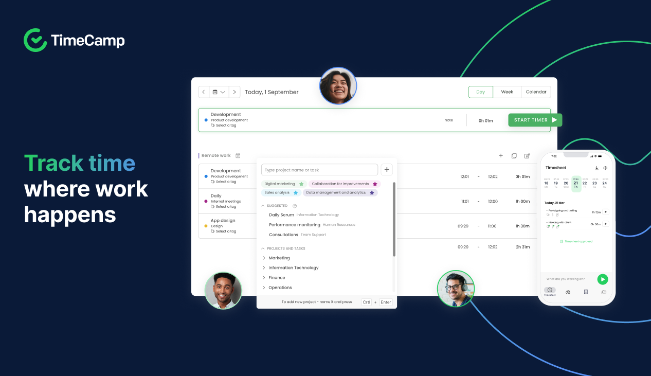 TimeCamp Software - Track time where work happens, using our web timer, desktop app, or mobile time tracker.