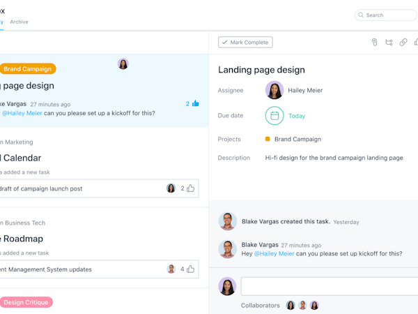 Asana Software - Use Inbox to Collaborate