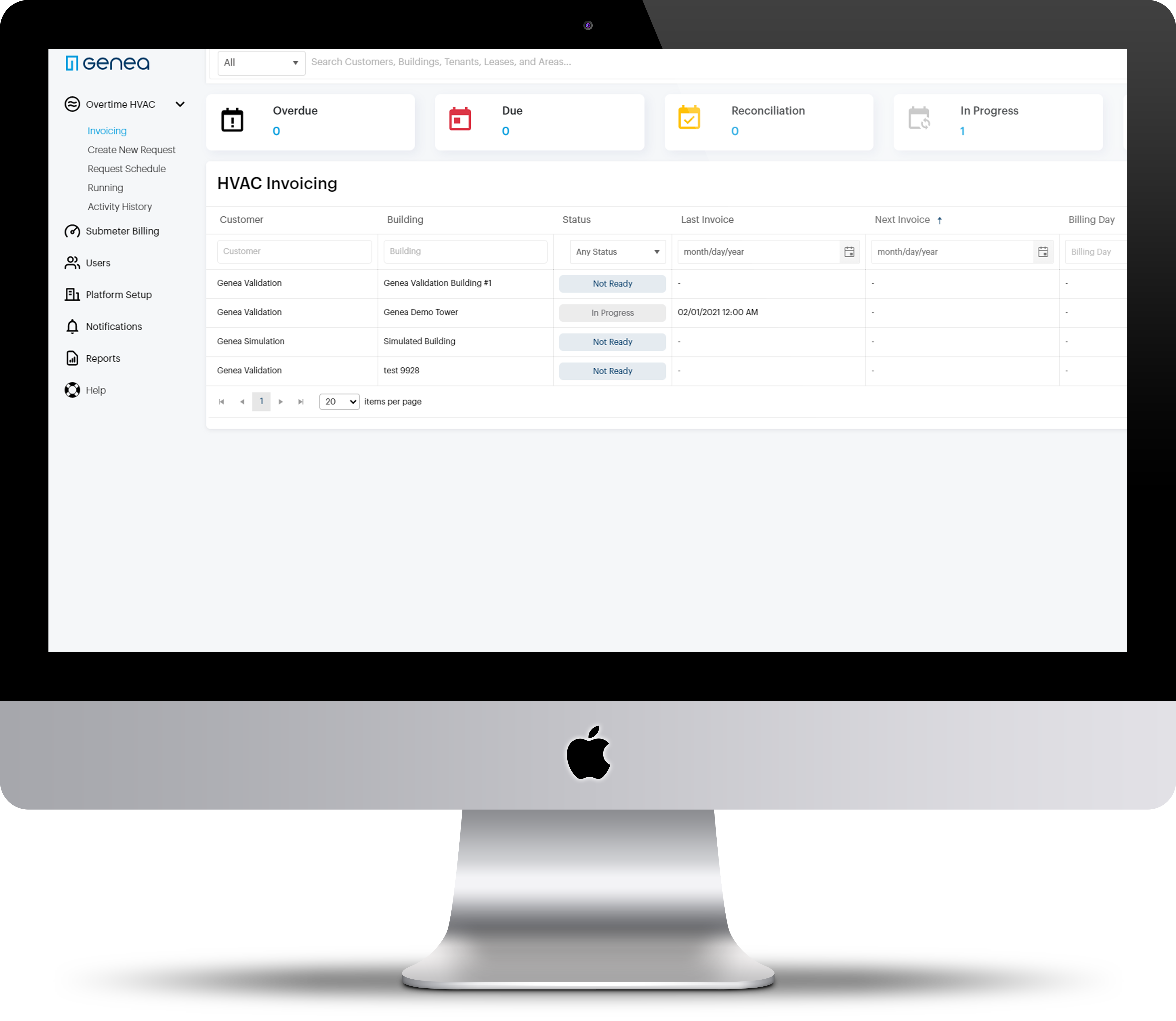 Overtime HVAC Software - OTHVAC Platform Home Screen.