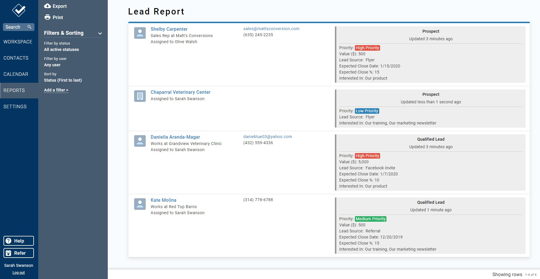 Less Annoying CRM Software - Lead reports allow you to see everything in your pipeline.