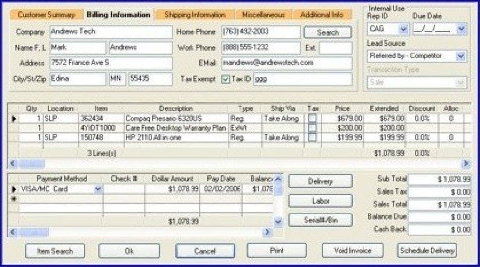 Iridium Retail Manager Software - Iridium Retail Manager invoice POS entry