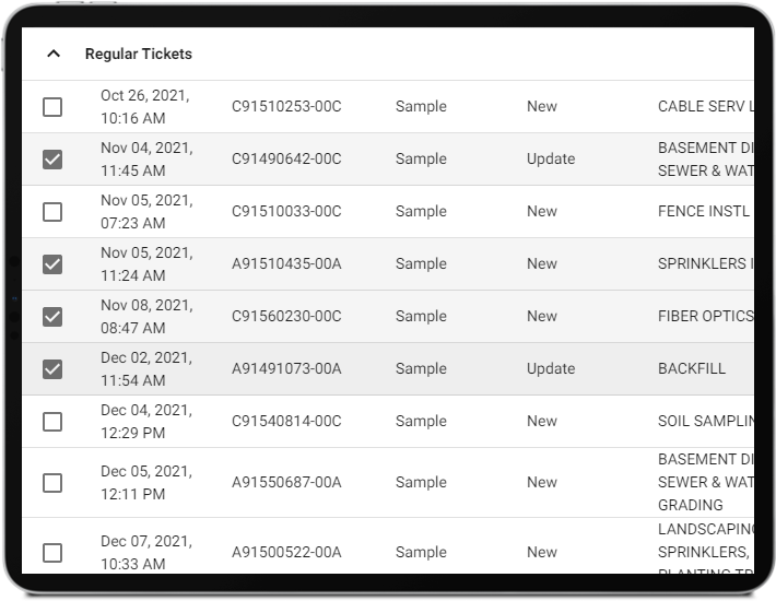 UtiliSync811 screenshot: Ticket management