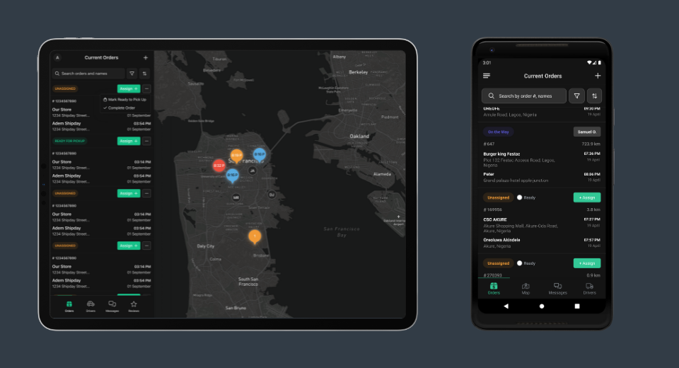 Shipday Mobile Dispatch App for Tablet and Mobile phone