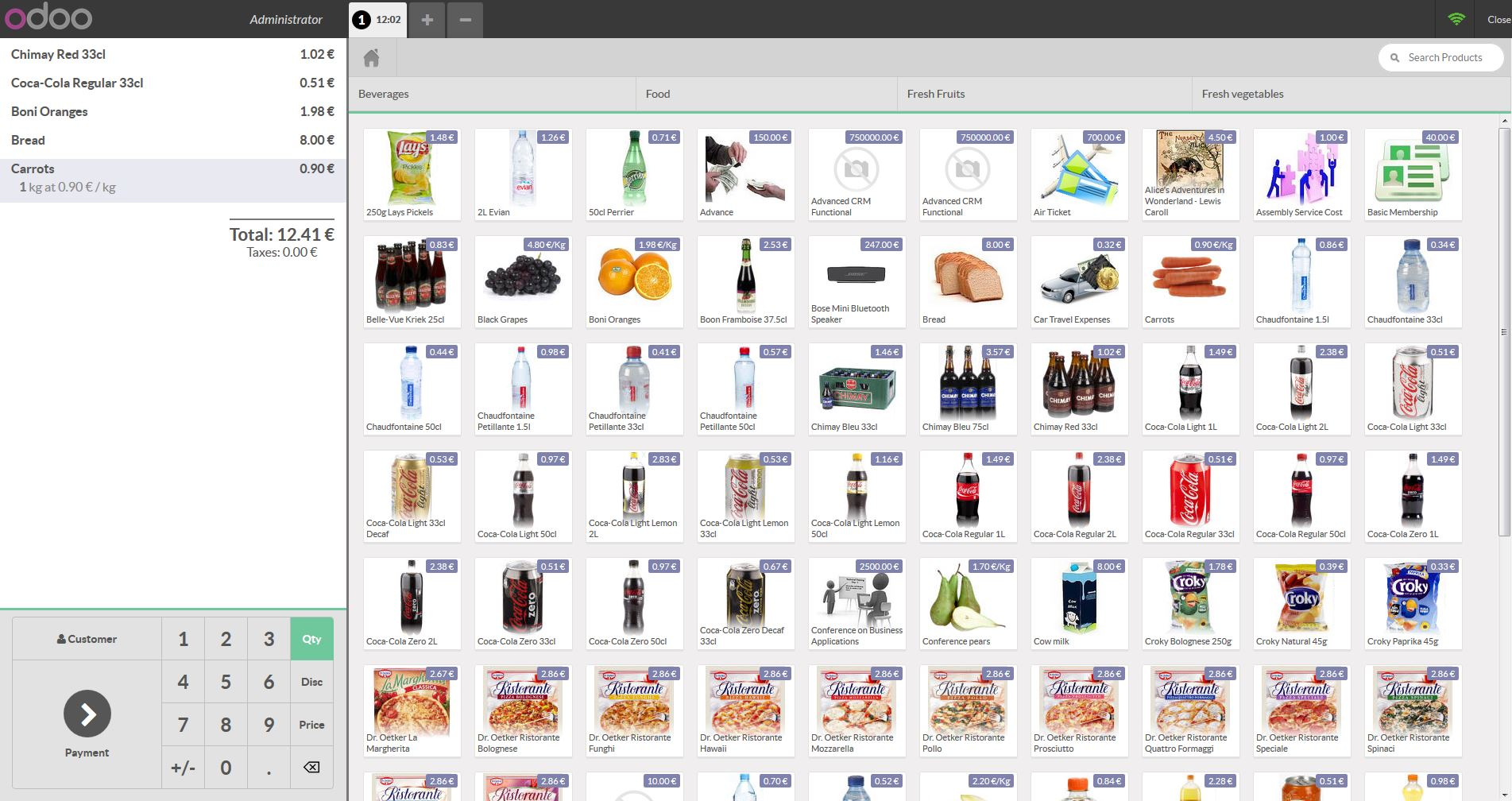 Odoo inventory shopping cart