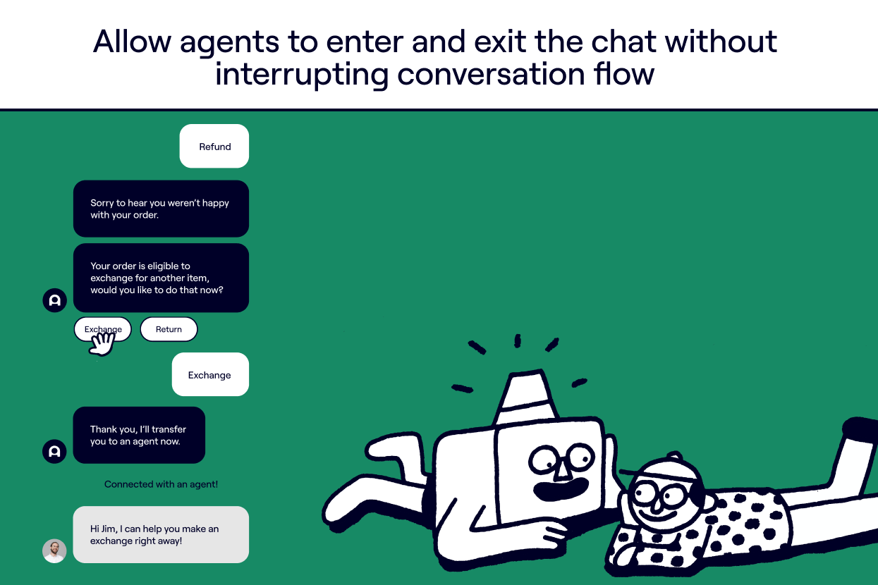 Allow agents to enter and exit the chat without interrupting conversation flow