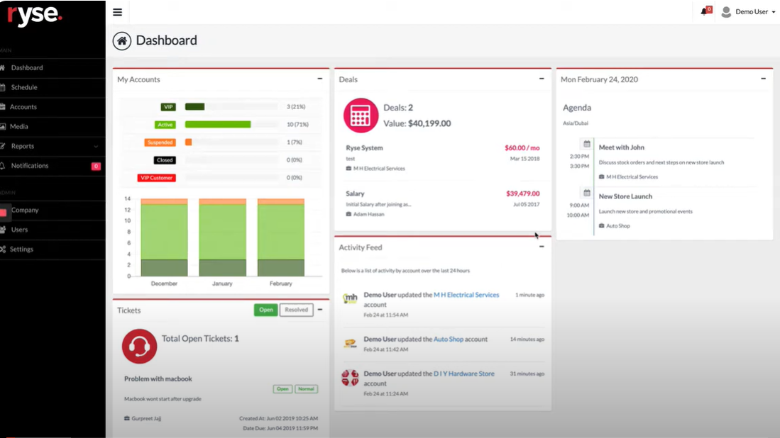 RYSE screenshot: RYSE dashboard