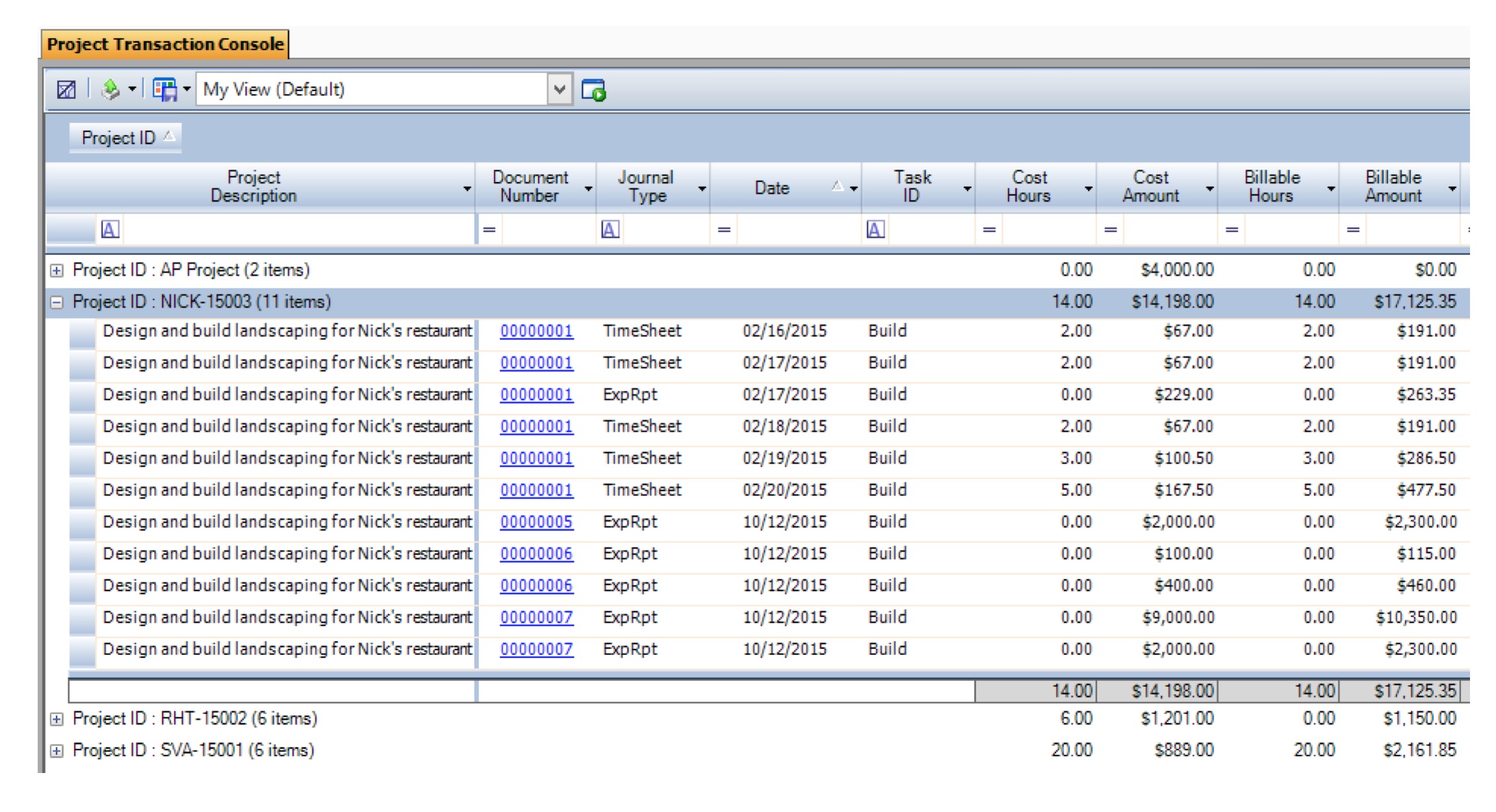 Project Transaction Console