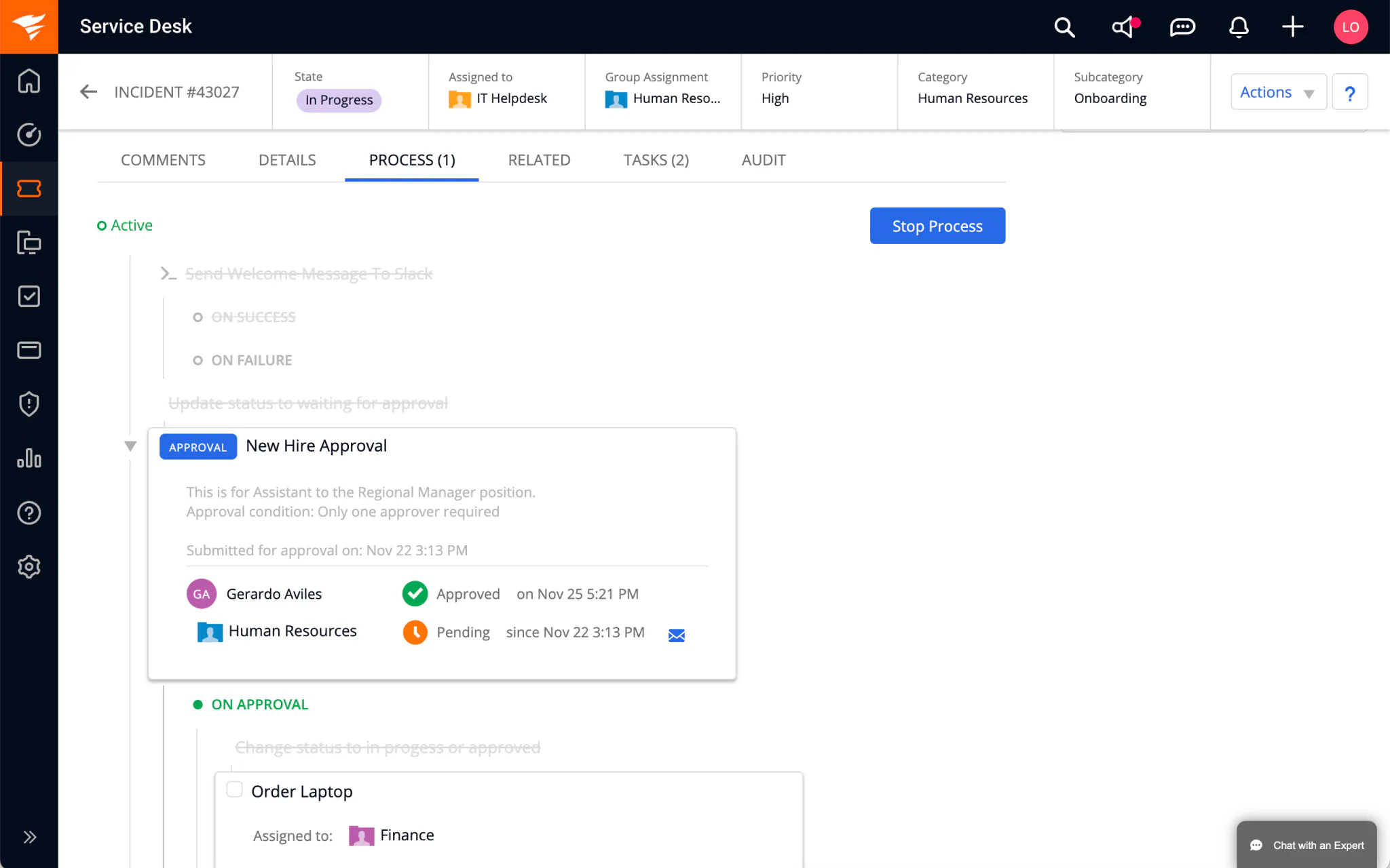 SolarWinds Service Desk Software - SolarWinds Runbooks — Automate complex processes without writing a single line of code. Use the visual drag-and-drop builder to design workflows for onboarding, change management, approvals, etc. — ensuring consistency and efficiency at scale.