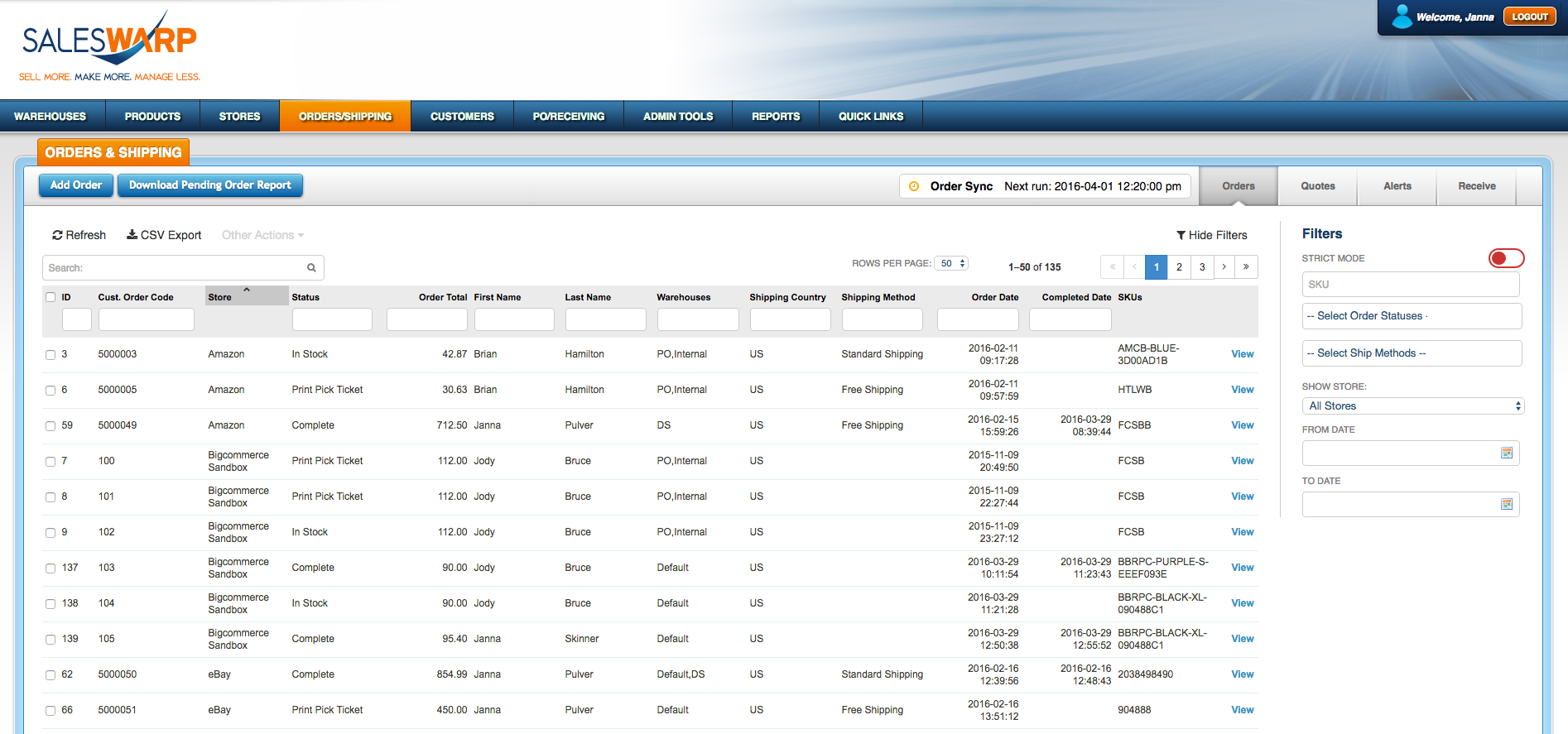 SalesWarp Software - SalesWarp - Orders