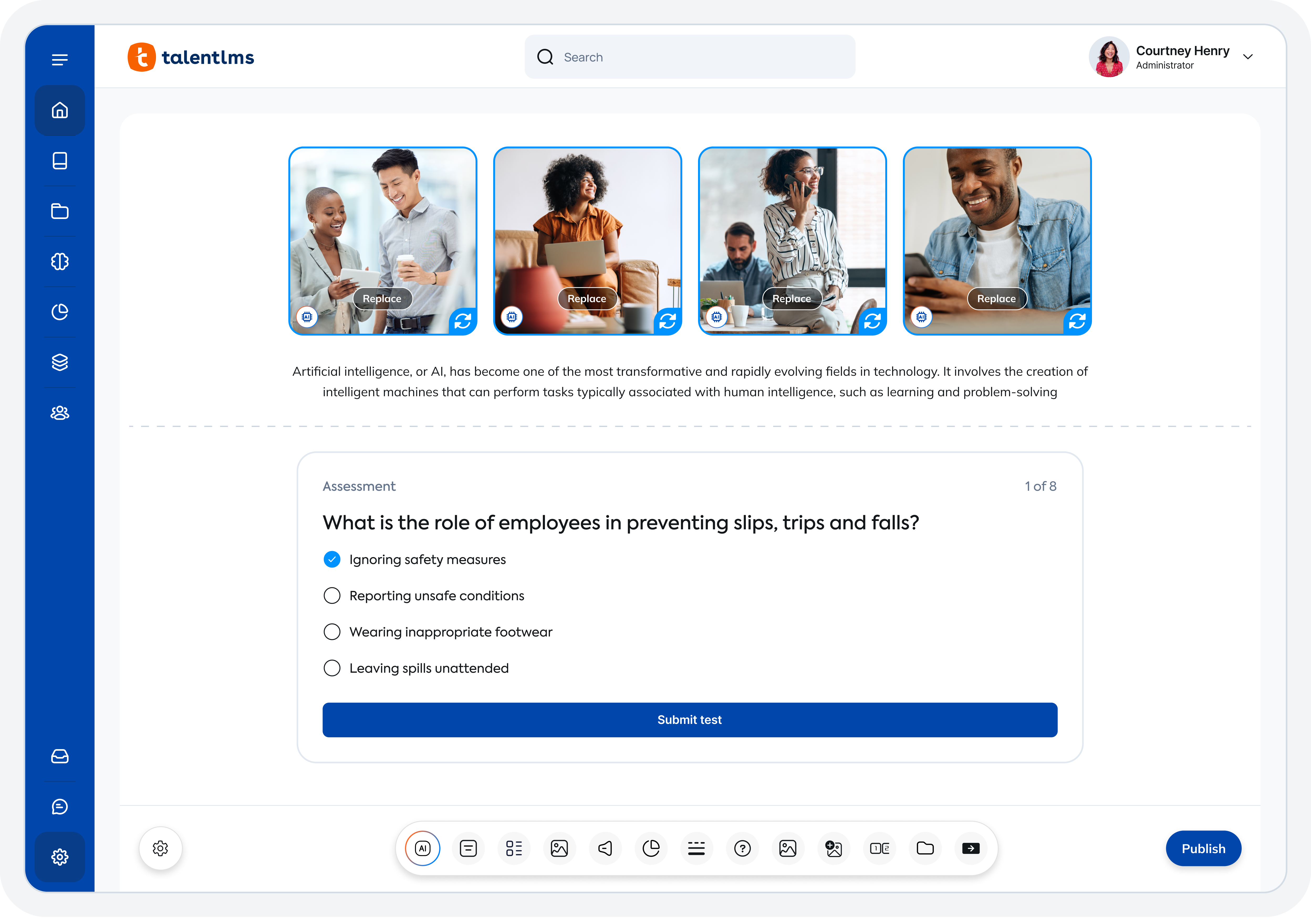 TalentLMS Software - TalentLMS AI Content Creation
Create training content faster with AI-powered tools, ready-made templates, and easy editing options.