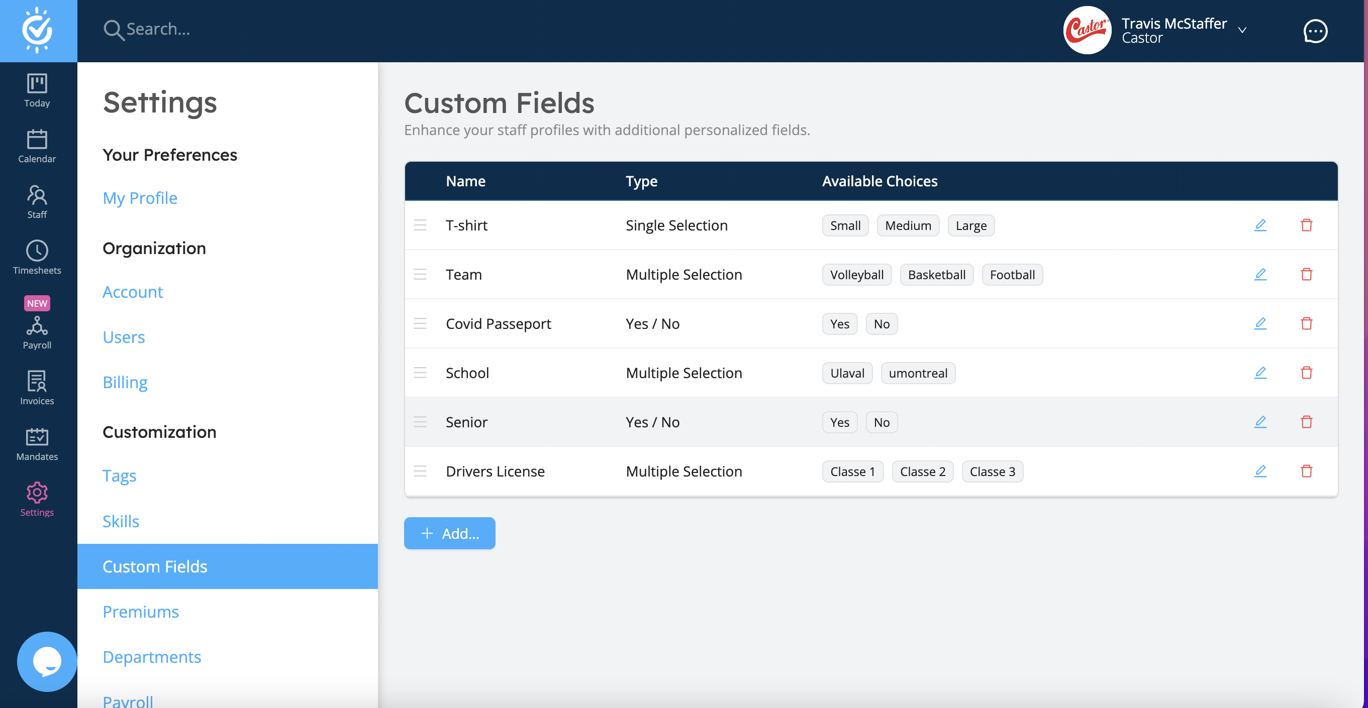 Add custom fields to your staff. Filter and send job offers to relevant staff only.