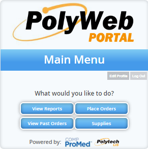 Polytech web portal for uploading orders and viewing reports.