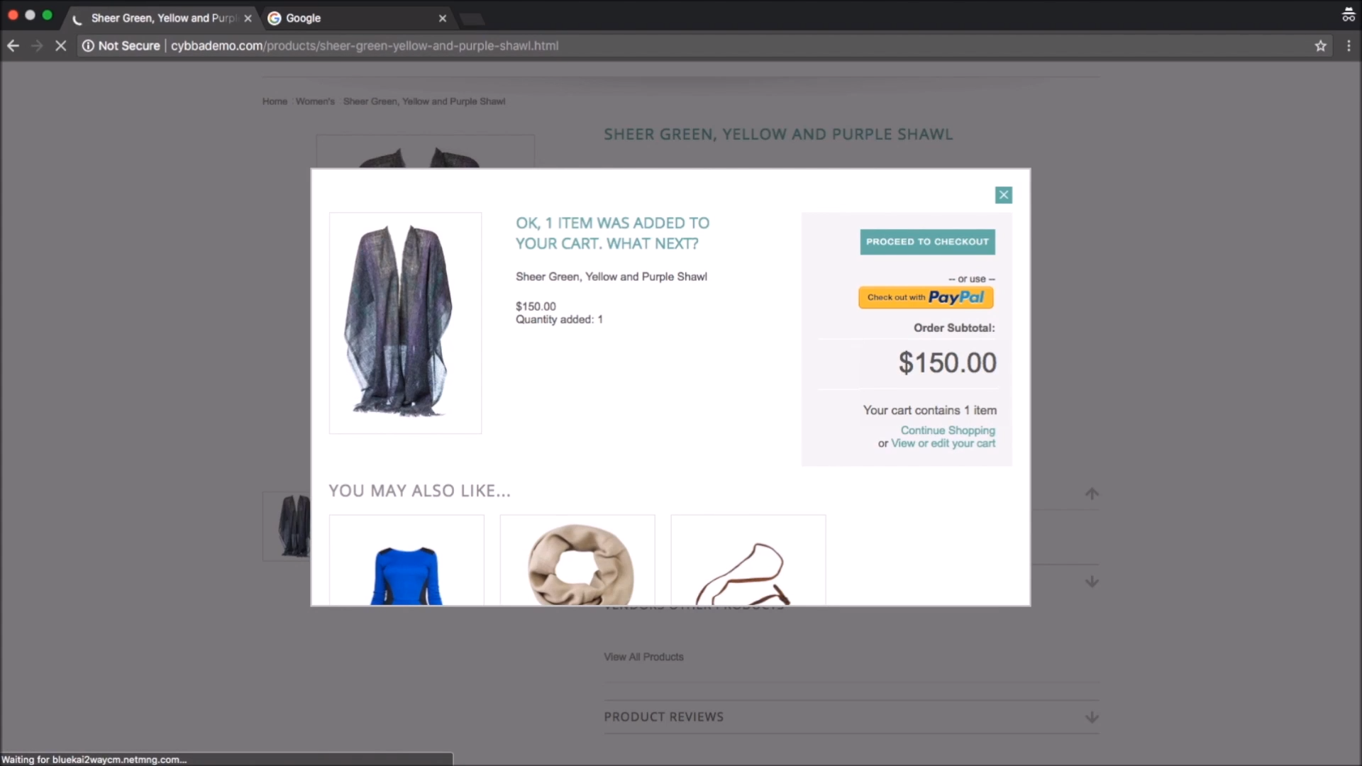 Cybba Email Remarketing shopping cart screenshot